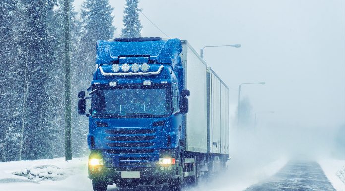 Blue Truck in winter season