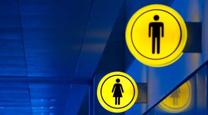 Male, female toilet, restroom sign. Man and woman equality concept