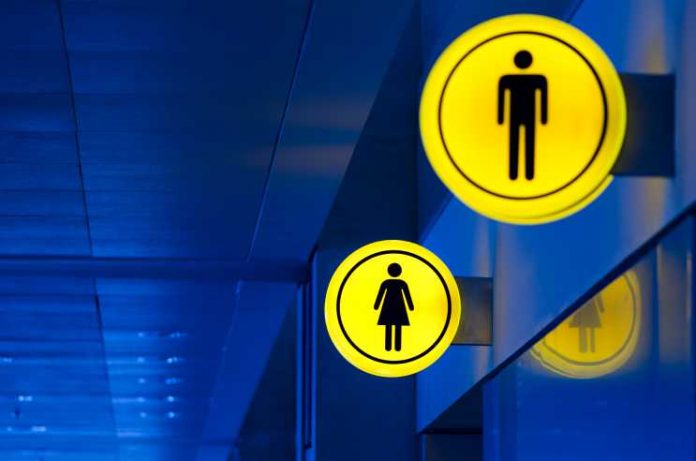 Male, female toilet, restroom sign. Man and woman equality concept