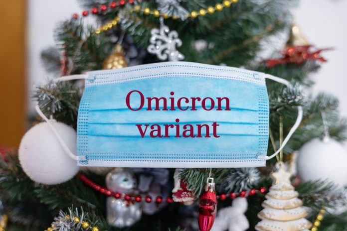 omicron mask and christmas tree