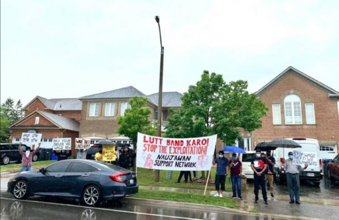 Protest of truck drivers in brampton in front of a employers house