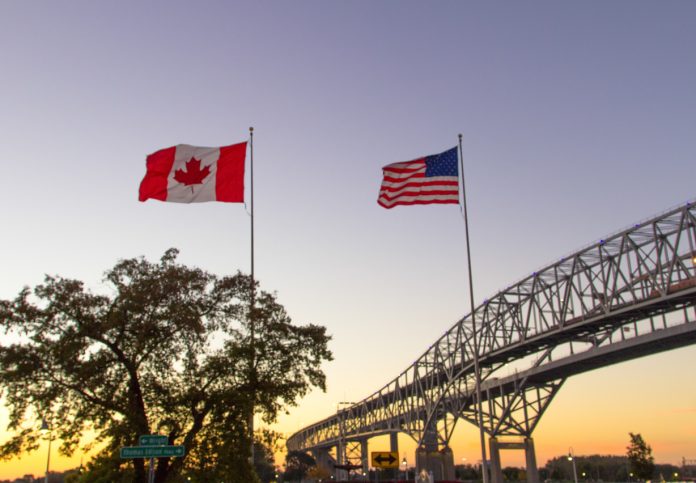 The twin spans of the Blue Water Bridges international crossing between the cities of Port Huron, Michigan and Sarnia, Ontario is one of the busiest border crossings between Canada and the United States.