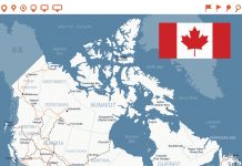 Map of Canada and flag - highly detailed vector illustration